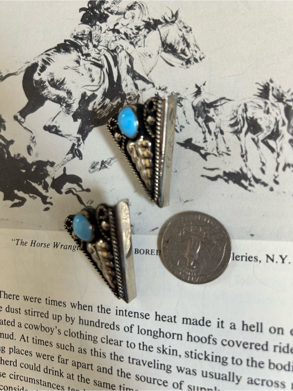 Double D Ranch Turquoise Triangular Silver Collar Tips - Picture 6 of 6